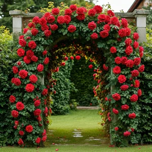 Роза плетистая Алый Триумф купить по цене от 319р. в интернет-магазине «Посадика» с доставкой почтой в в Мосальске и по всей России – [изображение №1].